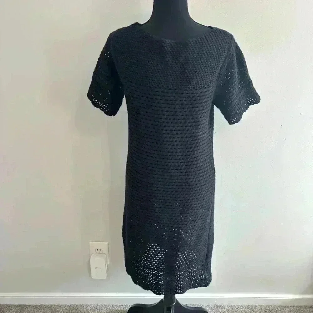 J. McLaughlin Crochet Black Dress Cover Up Beach Size XS - Picture 2 of 7